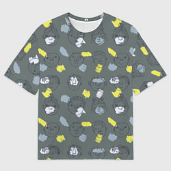 Футболка оверсайз мужская Лица и фигуры рисованные, цвет: 3D-принт