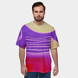 Футболка оверсайз мужская Волнообразные листы разных цветов, цвет: 3D-принт — фото 2