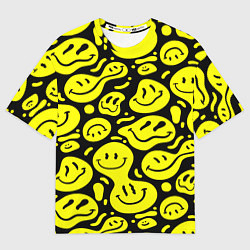 Футболка оверсайз мужская Кислотный желтый смайлик, цвет: 3D-принт