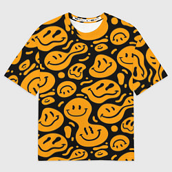 Футболка оверсайз мужская Растекающийся оранжевый смайл, цвет: 3D-принт