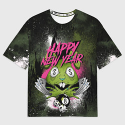 Футболка оверсайз мужская Geen rabbit happy new year, цвет: 3D-принт