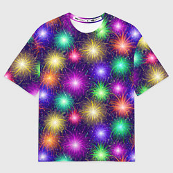 Футболка оверсайз мужская Праздничный салют - фейерверк, цвет: 3D-принт