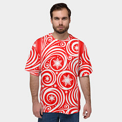 Футболка оверсайз мужская Новогодний зимний узор, цвет: 3D-принт — фото 2