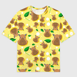 Футболка оверсайз мужская Капибара паттерн, цвет: 3D-принт