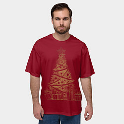 Футболка оверсайз мужская Новогодняя ёлка, цвет: 3D-принт — фото 2