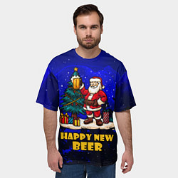 Футболка оверсайз мужская С новым пивом, новогодний, цвет: 3D-принт — фото 2
