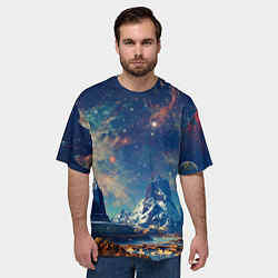 Футболка оверсайз мужская Горы и бескрайний космос, цвет: 3D-принт — фото 2