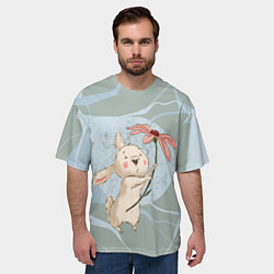 Футболка оверсайз мужская Нежный зайка, цвет: 3D-принт — фото 2