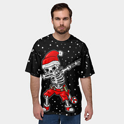 Футболка оверсайз мужская Dab новогодний скелет, цвет: 3D-принт — фото 2
