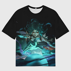 Футболка оверсайз мужская Сяо колдует Genshin Impact, цвет: 3D-принт