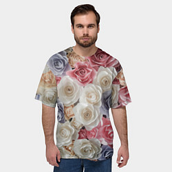 Футболка оверсайз мужская Цветы роз, цвет: 3D-принт — фото 2