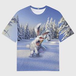 Футболка оверсайз мужская Свирепый новогодний зайчара, цвет: 3D-принт