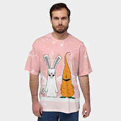 Футболка оверсайз мужская Заяц и морковь, цвет: 3D-принт — фото 2