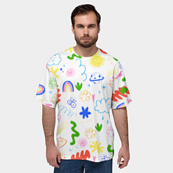 Футболка оверсайз мужская Детские рисунки, цвет: 3D-принт — фото 2