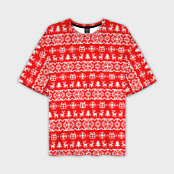 Футболка оверсайз мужская New Years winter pattern, цвет: 3D-принт