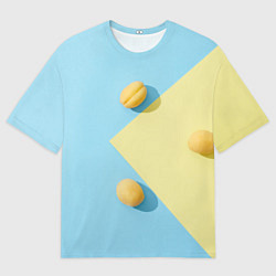 Футболка оверсайз мужская Жёлтый и голубой цвета и абрикосы, цвет: 3D-принт