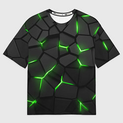 Футболка оверсайз мужская Green neon steel, цвет: 3D-принт