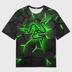 Футболка оверсайз мужская Razer neon logo, цвет: 3D-принт