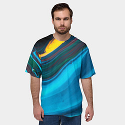 Футболка оверсайз мужская Светло-синий и переливающийся песок, цвет: 3D-принт — фото 2