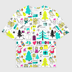 Футболка оверсайз мужская Happy new year hohoho, цвет: 3D-принт