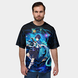 Футболка оверсайз мужская Странник - Скарамучча, цвет: 3D-принт — фото 2