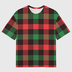 Футболка оверсайз мужская Рождественский тартан, цвет: 3D-принт