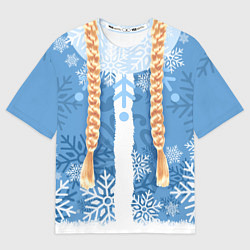 Футболка оверсайз мужская Снегурочка с косами, цвет: 3D-принт