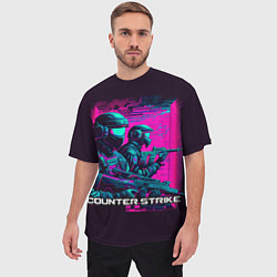 Футболка оверсайз мужская Cs Go neon, цвет: 3D-принт — фото 2