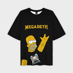 Футболка оверсайз мужская Megadeth Гомер Симпсон рокер, цвет: 3D-принт