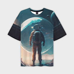 Мужская футболка оверсайз Космонавт без головы на другой планете
