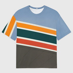 Футболка оверсайз мужская Оранжевые и белые абстрактные полосы, цвет: 3D-принт