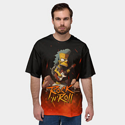 Футболка оверсайз мужская Rock n roll fire Simpsons, цвет: 3D-принт — фото 2
