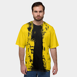 Футболка оверсайз мужская Вертикальная черно-желтая полоса Cyberpunk 2077, цвет: 3D-принт — фото 2