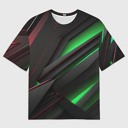 Мужская футболка оверсайз Объемная текстура с зеленым свечением