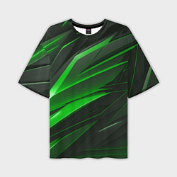 Футболка оверсайз мужская Зеленый и черные детали, цвет: 3D-принт