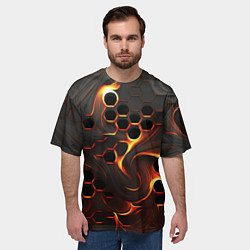 Футболка оверсайз мужская Огненная сетка, цвет: 3D-принт — фото 2