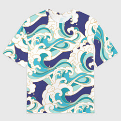 Футболка оверсайз мужская Волны - паттерн - мода, цвет: 3D-принт