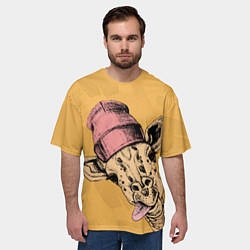 Футболка оверсайз мужская Жираф дразнит, цвет: 3D-принт — фото 2