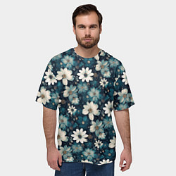 Футболка оверсайз мужская Узор из весенних цветочков, цвет: 3D-принт — фото 2