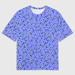 Футболка оверсайз мужская Незабудки цветочный паттерн на темном фоне, цвет: 3D-принт