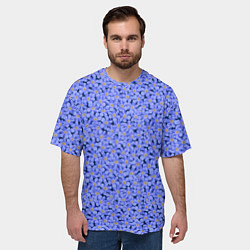 Футболка оверсайз мужская Незабудки цветочный паттерн на темном фоне, цвет: 3D-принт — фото 2