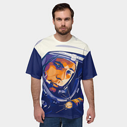 Футболка оверсайз мужская Юрий Гагарин в скафандре, цвет: 3D-принт — фото 2