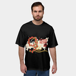 Футболка оверсайз мужская 9 мая - russia victory day черная версия, цвет: 3D-принт — фото 2