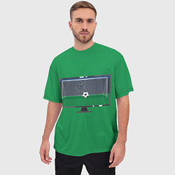 Футболка оверсайз мужская Футбольный мяч и ворота на экране монитора, цвет: 3D-принт — фото 2