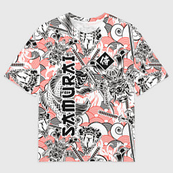 Футболка оверсайз мужская Самурай татуировки, цвет: 3D-принт