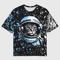 Мужская футболка оверсайз Кошак в скафандре