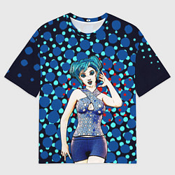 Футболка оверсайз мужская Аниме девушка с голубыми волосами в ретро полутона, цвет: 3D-принт