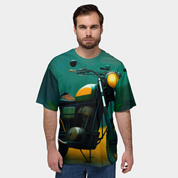 Футболка оверсайз мужская Мотоцикл в лесу, цвет: 3D-принт — фото 2