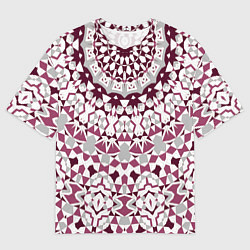 Футболка оверсайз мужская Этнический узор мандала в бордово-серых тонах, цвет: 3D-принт