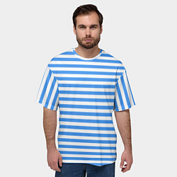 Футболка оверсайз мужская Тельняшка васильковая ВДВ, цвет: 3D-принт — фото 2